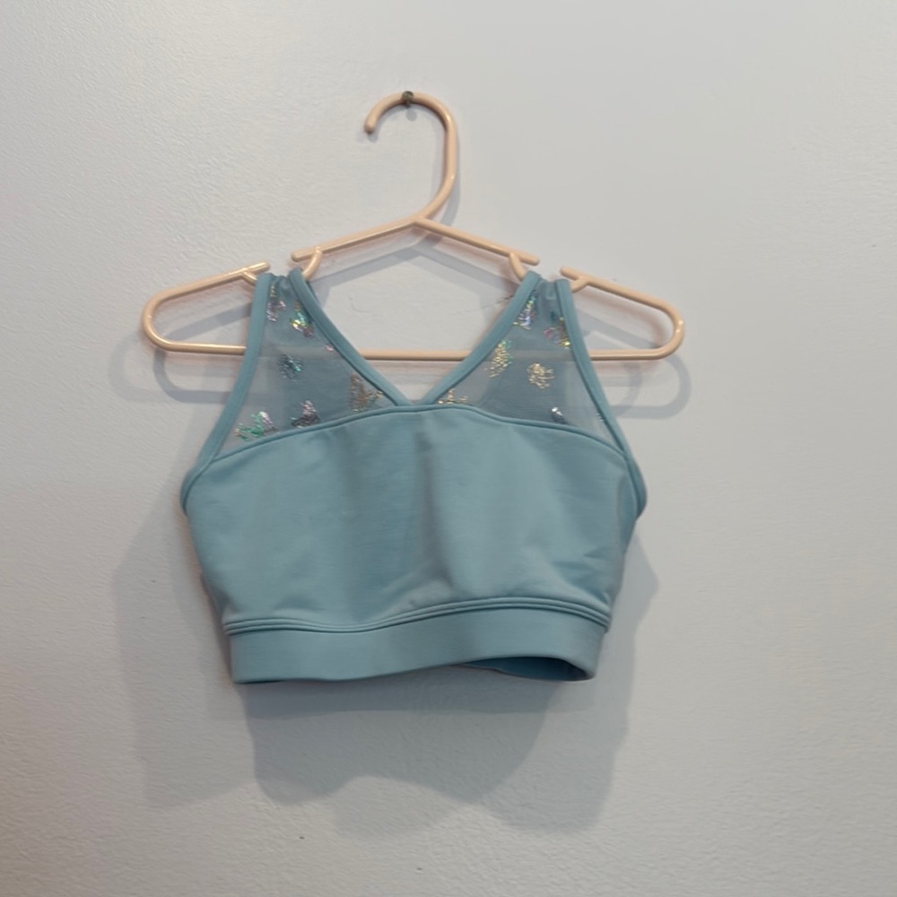 Capezio Blue Sports Bra with Clean Design and Athletic Material